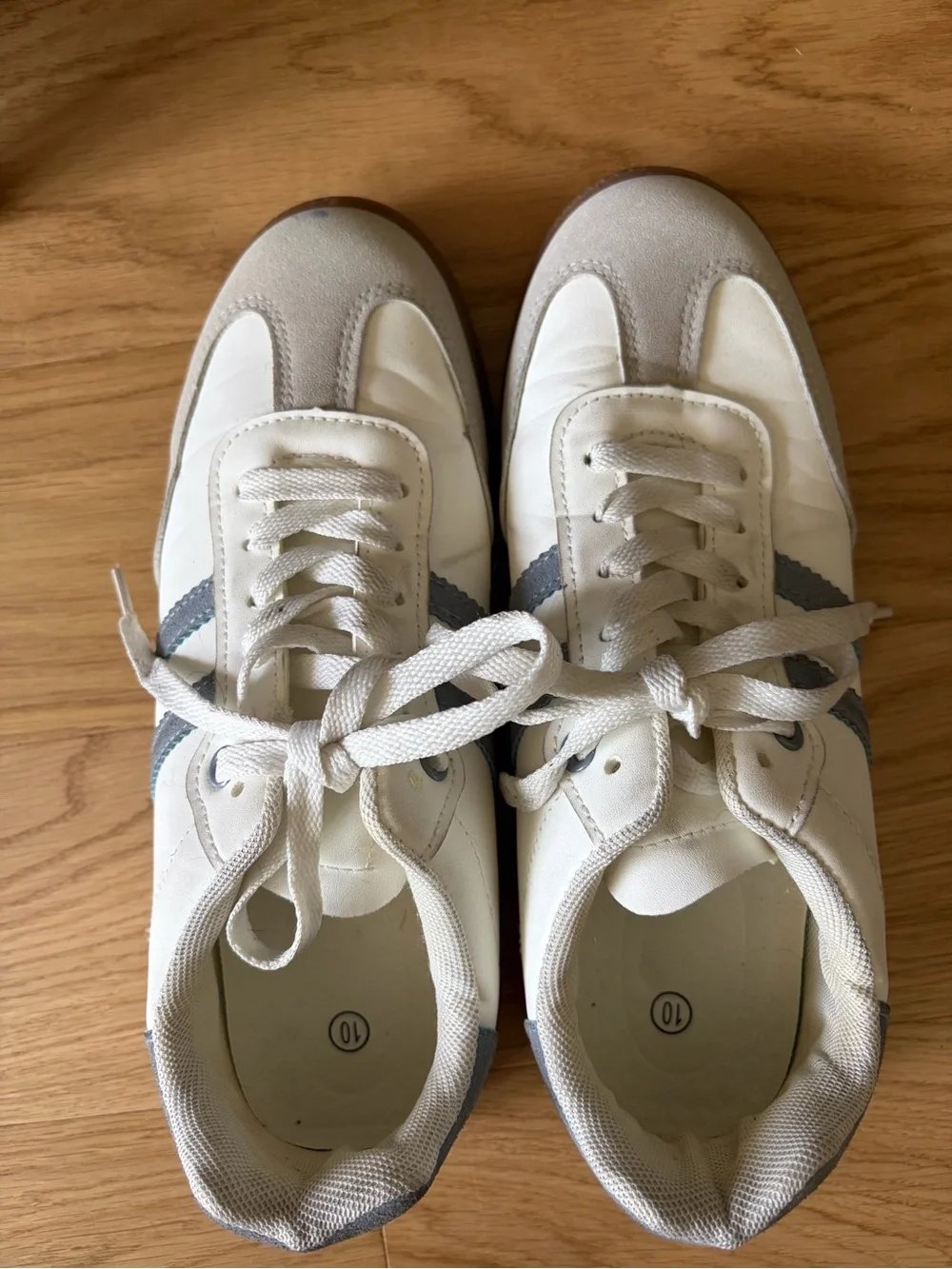 Classic White and Gray Retro Sneakers